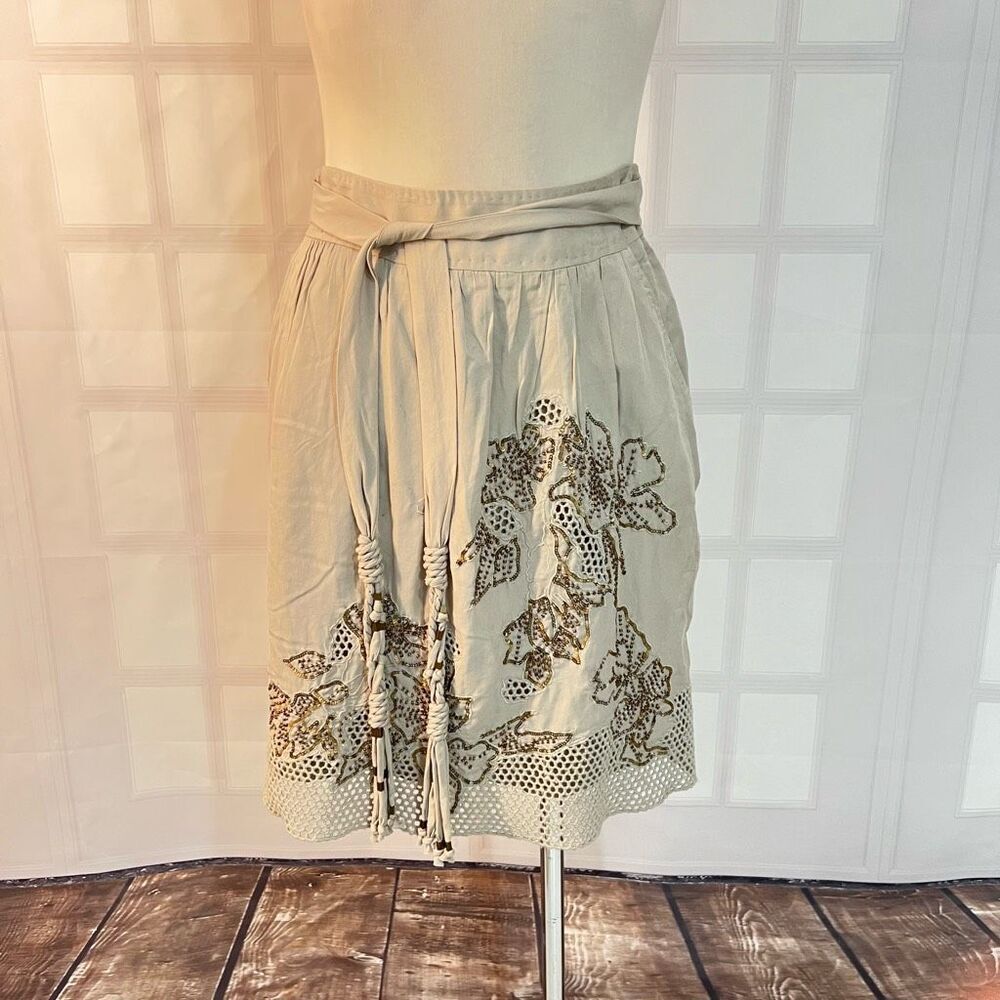 Elie Tahari NWT Parker sequined skirt in cotton seed size 2